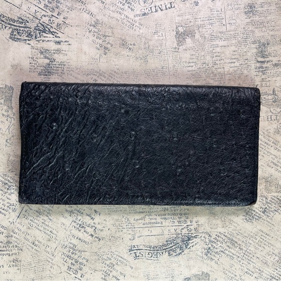 Vintage Wallet in Real Ostrich Skin  Italian Handmade Luxury High Quality - Picture 6 of 8